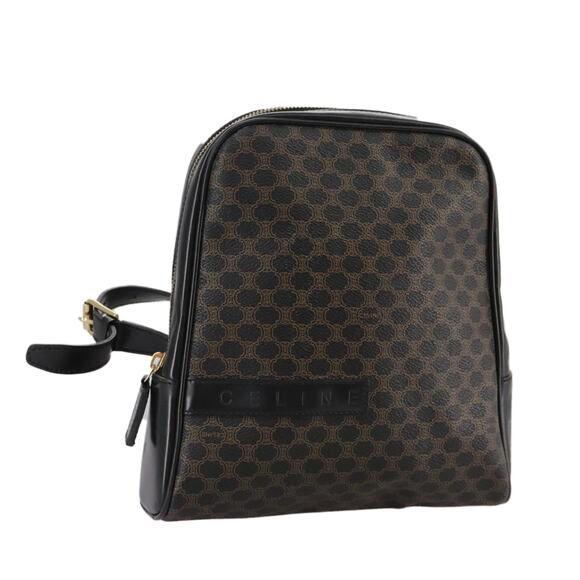 CELINE Macadam Canvas Backpack Pvc Leather Black Silver - Picture 1 of 16
